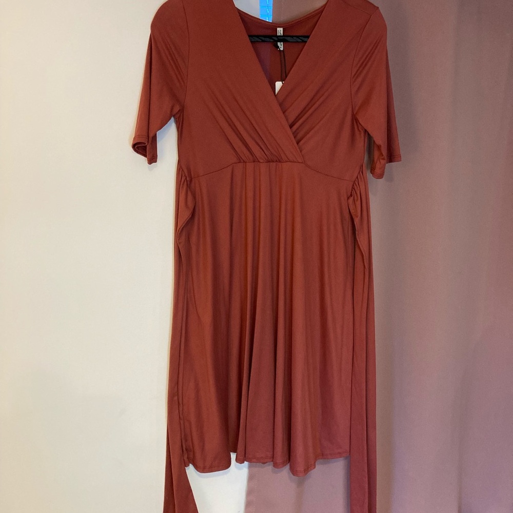 Mother Bee Maternity Terracotta Wrap Dress